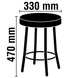 Табурет Таллі (ніжки чорні) з м'яким сидінням екошкіра TB-D33-R40