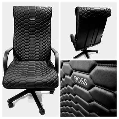 Чехол на офисное кресло черный BOSS экокожа 00878