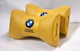 Подушка на подголовник в авто BMW желтая 1шт.