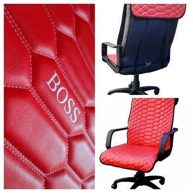 Чехол на офисное кресло красный BOSS экокожа 00889